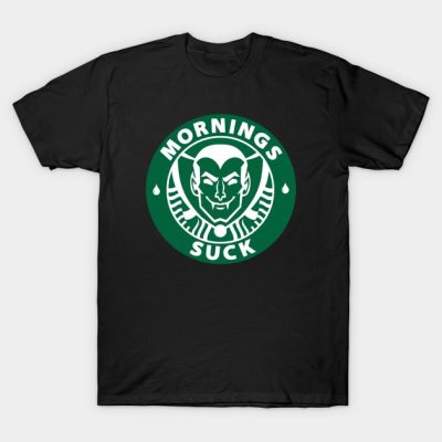 Mornings Suck Starbucks Parody Vampire T-Shirt Official Vampire Diaries Merch