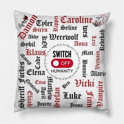 Tvd Characters Switch Off Humanity Throw Pillow Official Vampire Diaries Merch