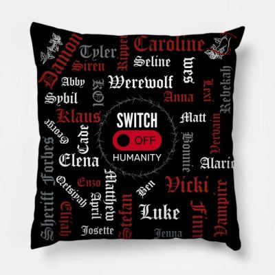 Tvd Characters Switch Off Humanity Throw Pillow Official Vampire Diaries Merch
