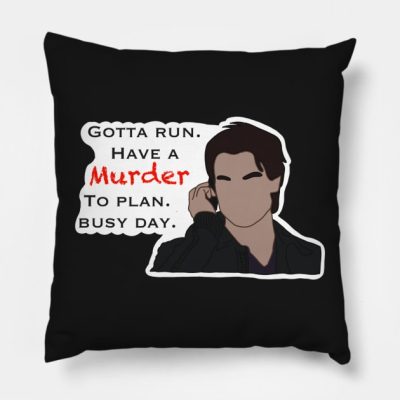 Damon Busy Day Sticker Throw Pillow Official Vampire Diaries Merch